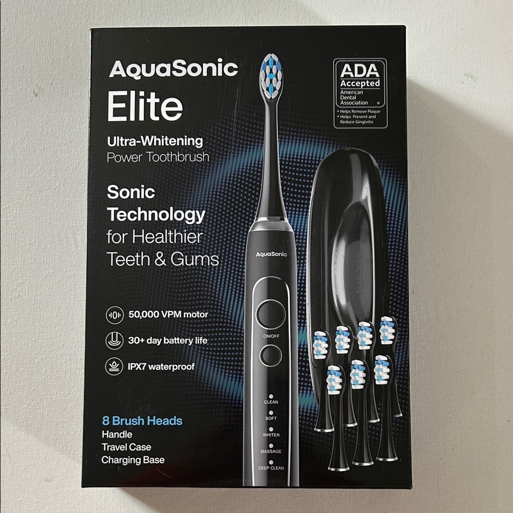 AquaSonic Elite Ultra-Whitening Power Toothbrush - Black Packaging